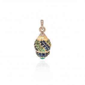 Yellow Gold Diamond, Sapphire, Peridot & Emerald Pendant